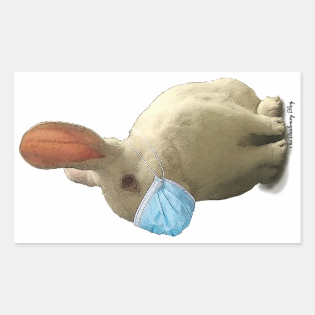 Autocolante COVID Mask Rabbit (branco) (Frente)
