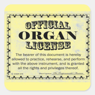 Autocolante da Praça de Licença do Órgão