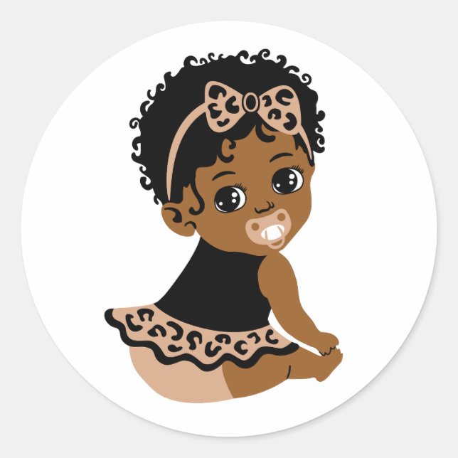 Autocolante de bebê Safari Afro-Americano Negro (Frente)