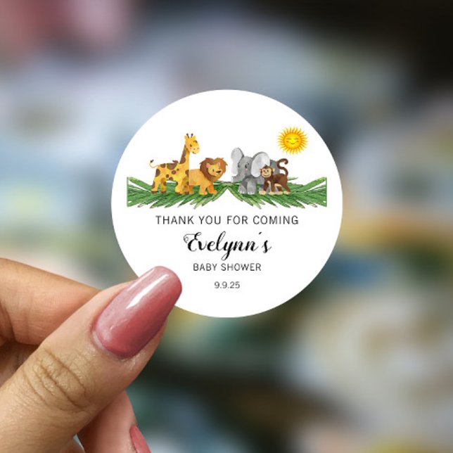 Autocolante de Chá de fraldas Safari Animais Cláss (Criador carregado)