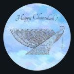 Autocolante de Chanukah personalizável, pequeno<br><div class="desc">Semelhante a um dos meus designs de cartão de saudação,  use esses adesivos em envelopes,  embalagens e o que você quiser usar adesivos. Adicione uma nota festiva aos seus presentes,  cartas,  cartas,  etc.</div>