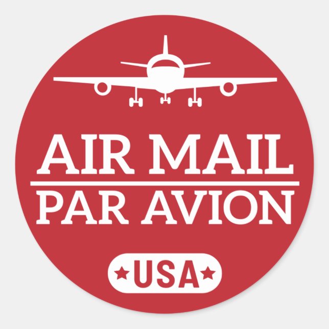 Autocolante de correio aéreo (vermelho) (Frente)