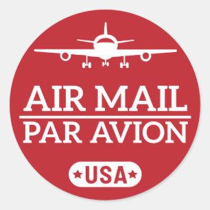 Autocolante de correio aéreo (vermelho)