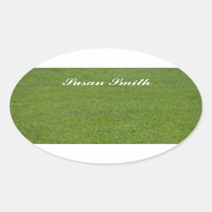 Autocolante de fotos Oval com nome - grama verde
