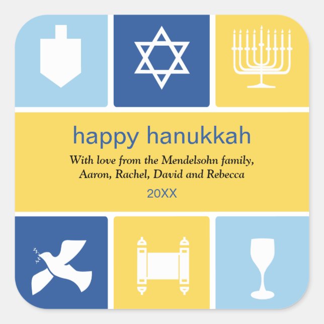 Autocolante de ícones de Hanukkah (Frente)