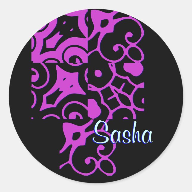 Autocolante de nome do Designer Sasha (Frente)