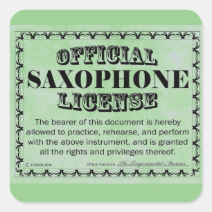 Autocolante de Quadrado de Licença Saxofone