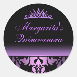 Autocolante de Quinceanera e Damasco Roxo