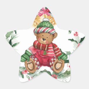 Autocolante de Urso de Natal