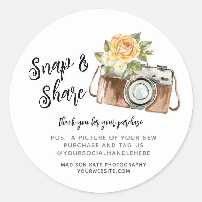 Autocolante de vendas da câmera Snap e Share (Frente)