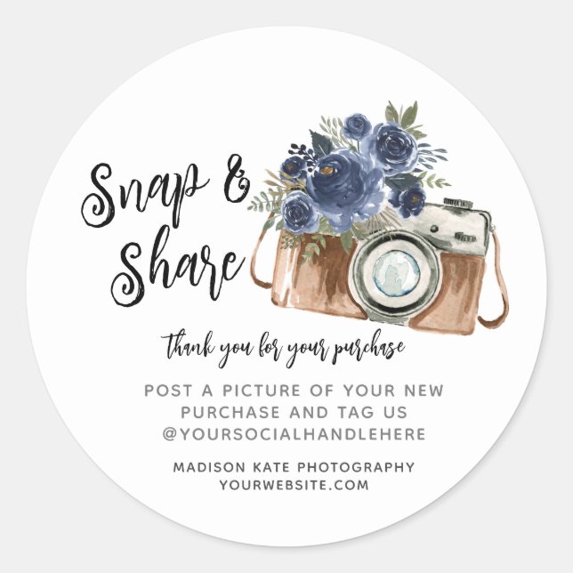 Autocolante de vendas da câmera Snap e Share (Frente)