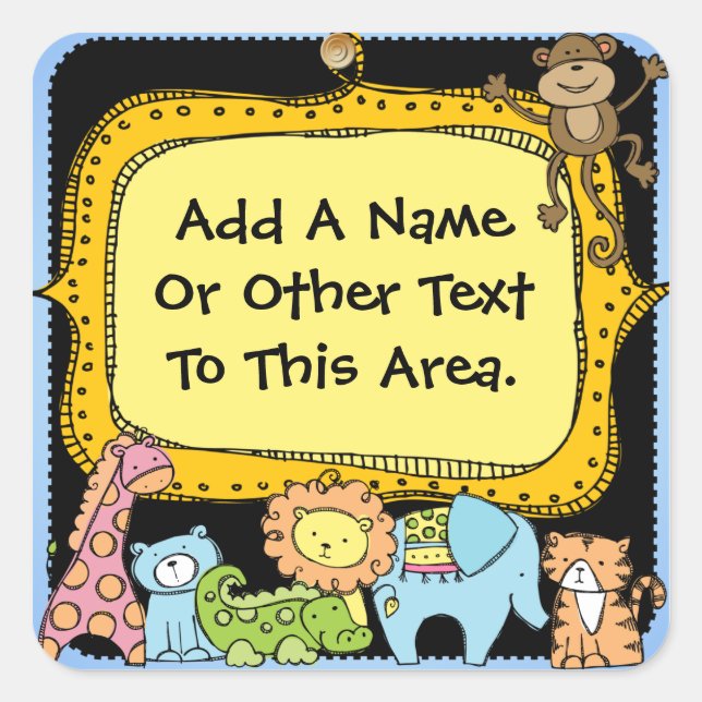 Autocolante Elefante Giraffe de Animais de Zoo Per (Frente)