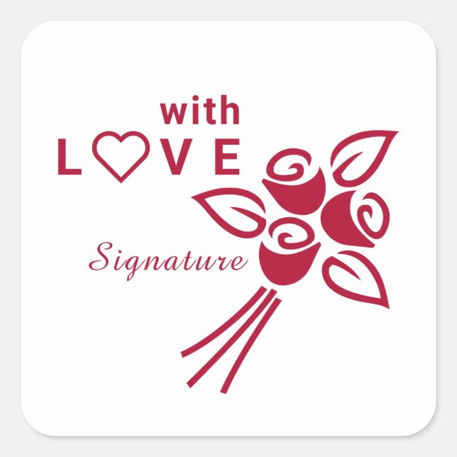 Autocolante personalizado "Com L ❤️ VE" Rosa verme (Frente)