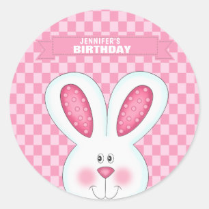 Autocolante personalizado de aniversário do Coelh