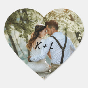 Autocolante Personalizado de Coração de Casament