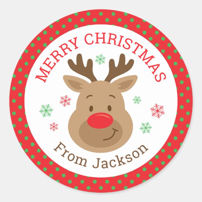 Autocolante personalizado de Reinador de Natal Fel (Frente)