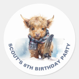 Autocolante Personalizado de Vaca Highland Snowboa