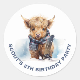 Autocolante Personalizado de Vaca Highland Snowboa