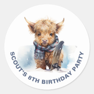 Autocolante Personalizado de Vaca Highland Snowboa