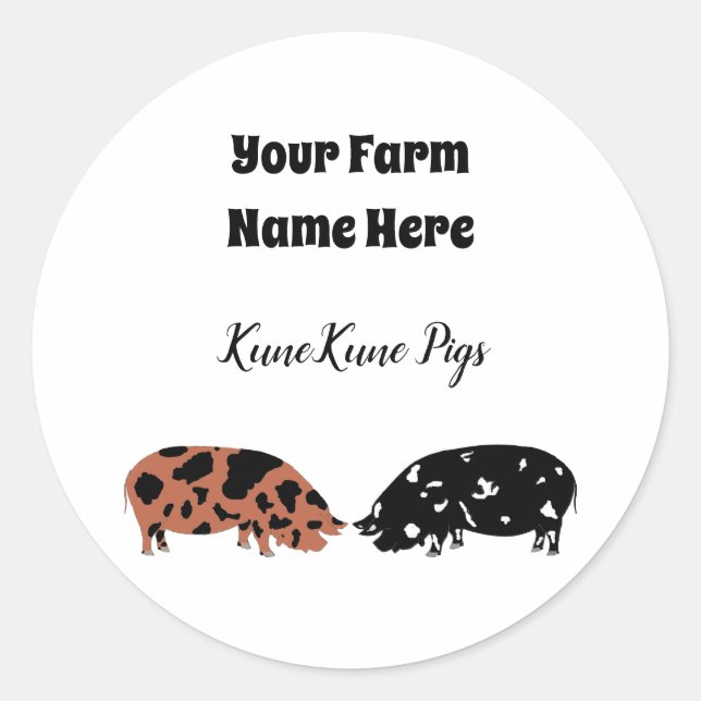 Autocolante personalizado do KuneKune (Frente)