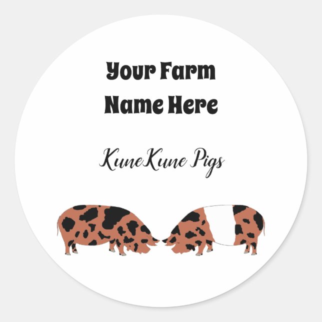 Autocolante personalizado do KuneKune (Frente)