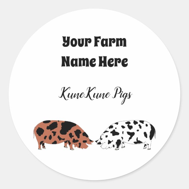 Autocolante personalizado do KuneKune (Frente)
