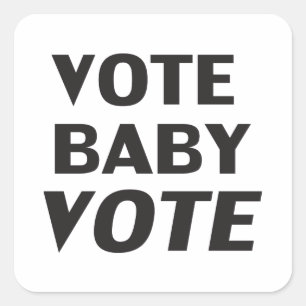 autocolante preto e branco redondo "vote baby vote