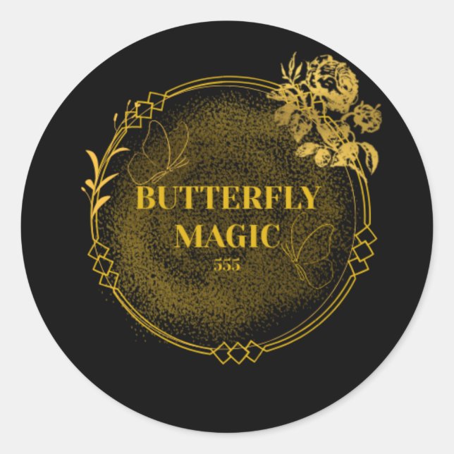 Autocolante Preto e Dourado, Rótulo Moderno Elegan (Frente)