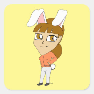 autocolante quadrado chibi bunnygirl