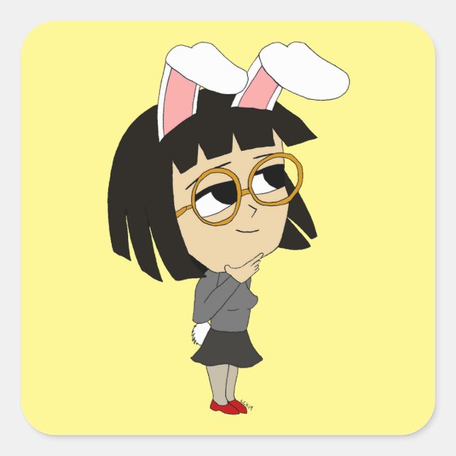 autocolante quadrado chibi bunnygirl (Frente)