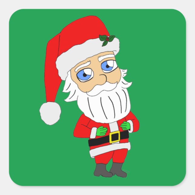 autocolante quadrado chibi santa claus (Frente)