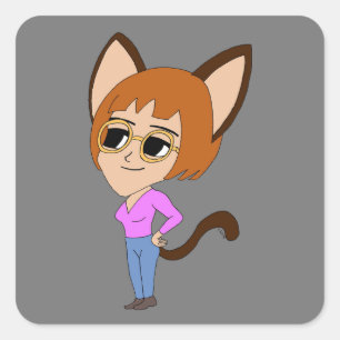 autocolante quadrado de catgirl