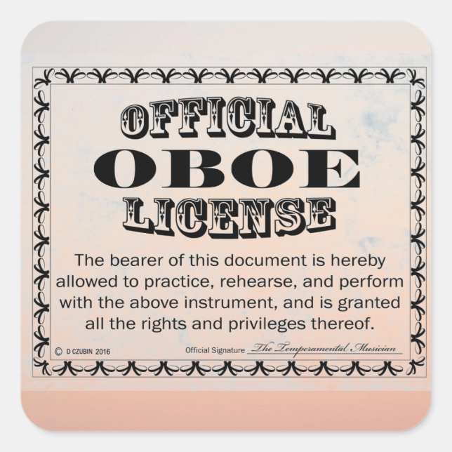 Autocolante Quadrado de Licença (Frente)