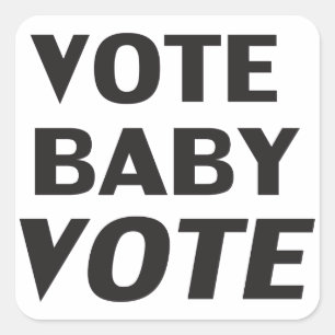 autocolante quadrado preto e branco "vote baby vot