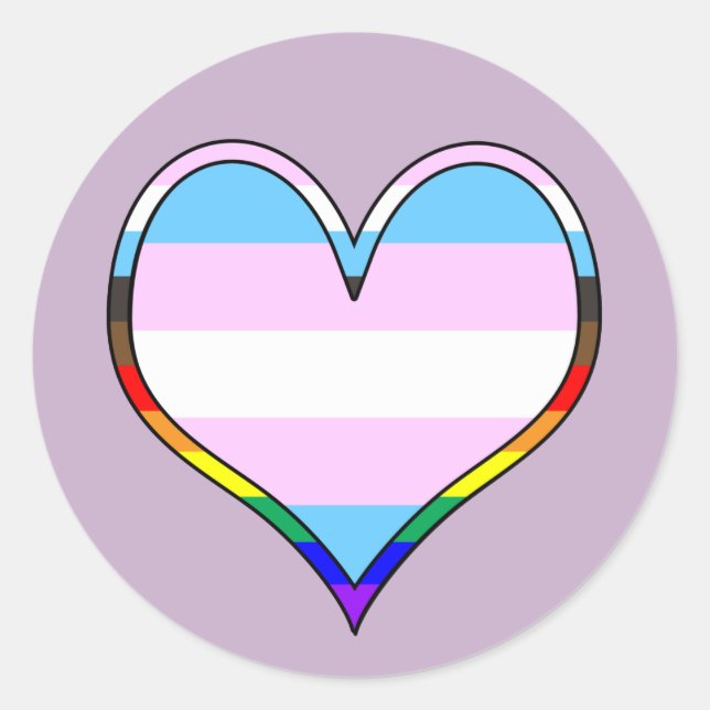 Autocolante Trans Pride Heart Classic Round (Frente)