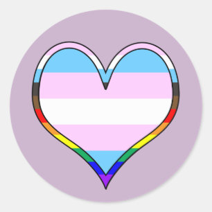 Autocolante Trans Pride Heart Classic Round
