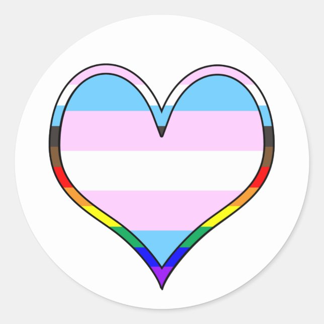 Autocolante Trans Pride Heart Classic Round (Frente)