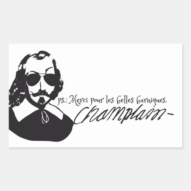 Autocolante x20 Samuel Champlain Hipster óculos (Frente)