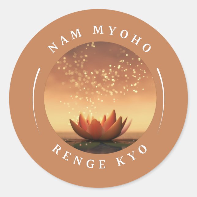 Autocolantes budistas SGI com Design de Lotus e NM (Frente)