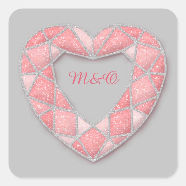 autocolantes cardíacos de diamante rosa (Frente)