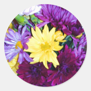 Autocolantes com invólucro floral púrpura e amarel