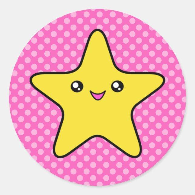 Autocolantes de Bolinhas Rosa Kawaii (Frente)