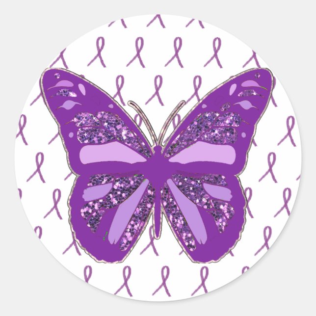 Autocolantes de borboletas de consciência púrpura  (Frente)