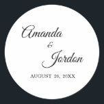 Autocolantes de caligrafia branca e preta<br><div class="desc">Esse simples adesivo de caligrafia preto-e-branco traz um luxo elegante,  mas moderno,  tanto a um casamento ou a propaganda de eventos,  como a mais tradicional ou formal. A caligrafia casual permite um sentimento antigo,  enquanto o design neutro de classe pode ser combinado com quaisquer aspectos únicos de sua celebração.</div>