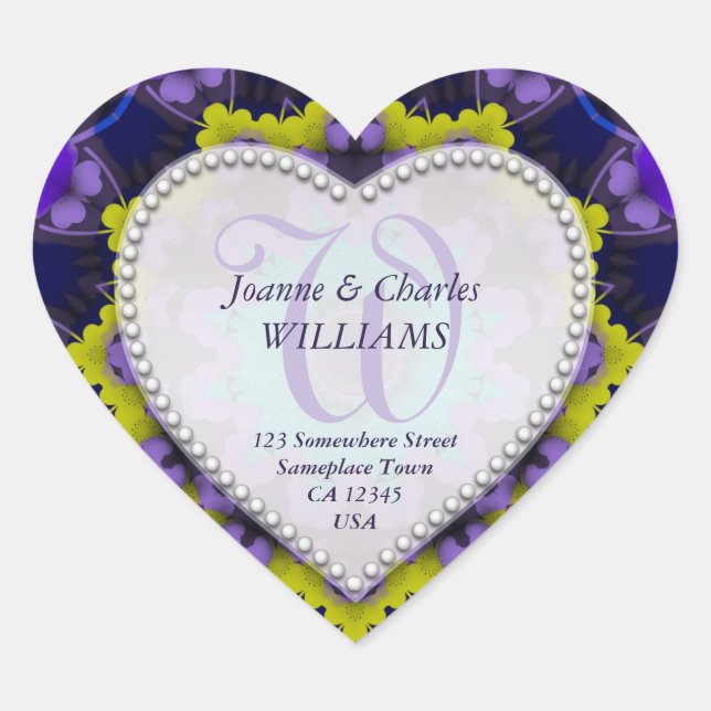 Autocolantes de Casamento Monograma Única, Amarelo (Frente)