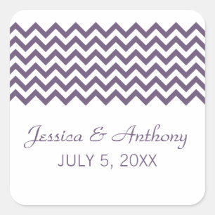 Autocolantes de Casamento Simples em Chevron Roxo