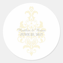 Autocolantes de Casamento tema damasco Amarelo