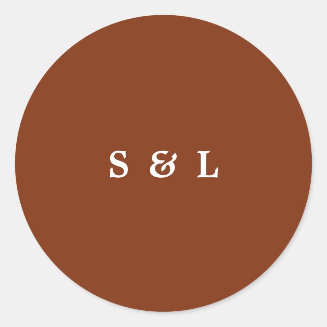 Autocolantes de casamentos de monograma simples e  (Frente)