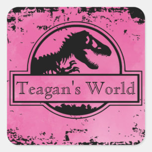 Autocolantes de cor-de-rosa com Dino Jurássico