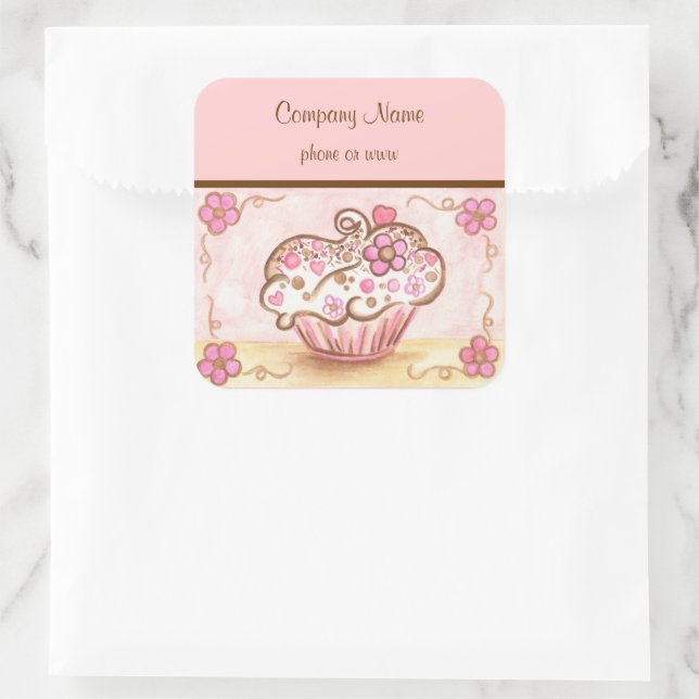 Autocolantes de Cupcake cor-de-rosa (Bolsa)